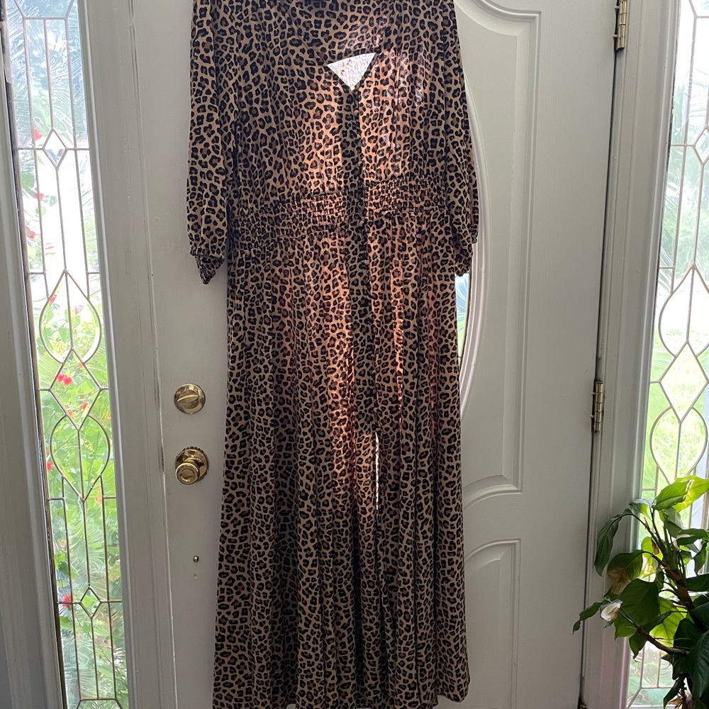 City Chic Leopard-Print Brown Maxi Dress